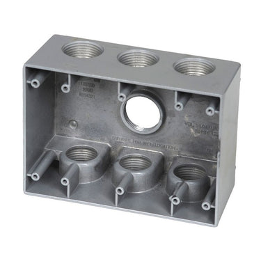 Westgate W3DB100-7 3-Gang 1" 7-Hole Weatherproof Electrical Box Gray