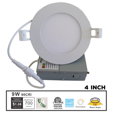 BrightNex LED 4" 5CCT Slim Flat Panel Downlight | 9W Dimmable