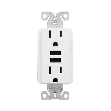 Eaton TR7765W-3-LW 15A USB Duplex Outlet, White (3-Pack)