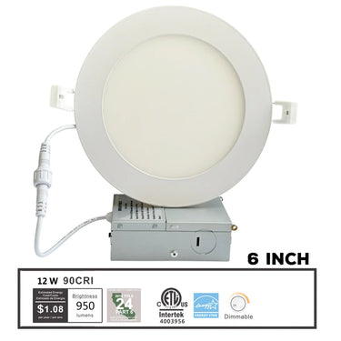 BrightNex LED 6" 5CCT Slim Flat Panel Downlight | 12W Dimmable
