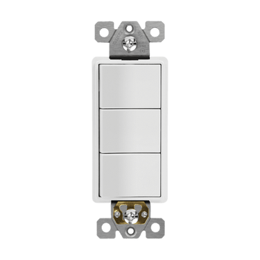 Enerlites 62755-W Decorator Triple Rocker Switch