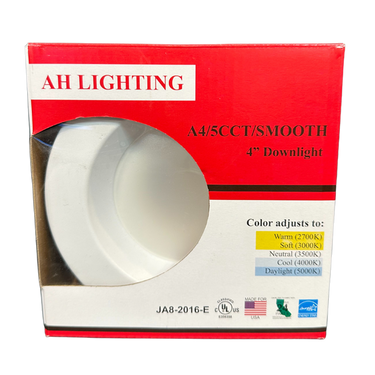 AH Lighting 4" LED 5CCT Recessed Smooth Retrofit Kit 9W 750 Lumens